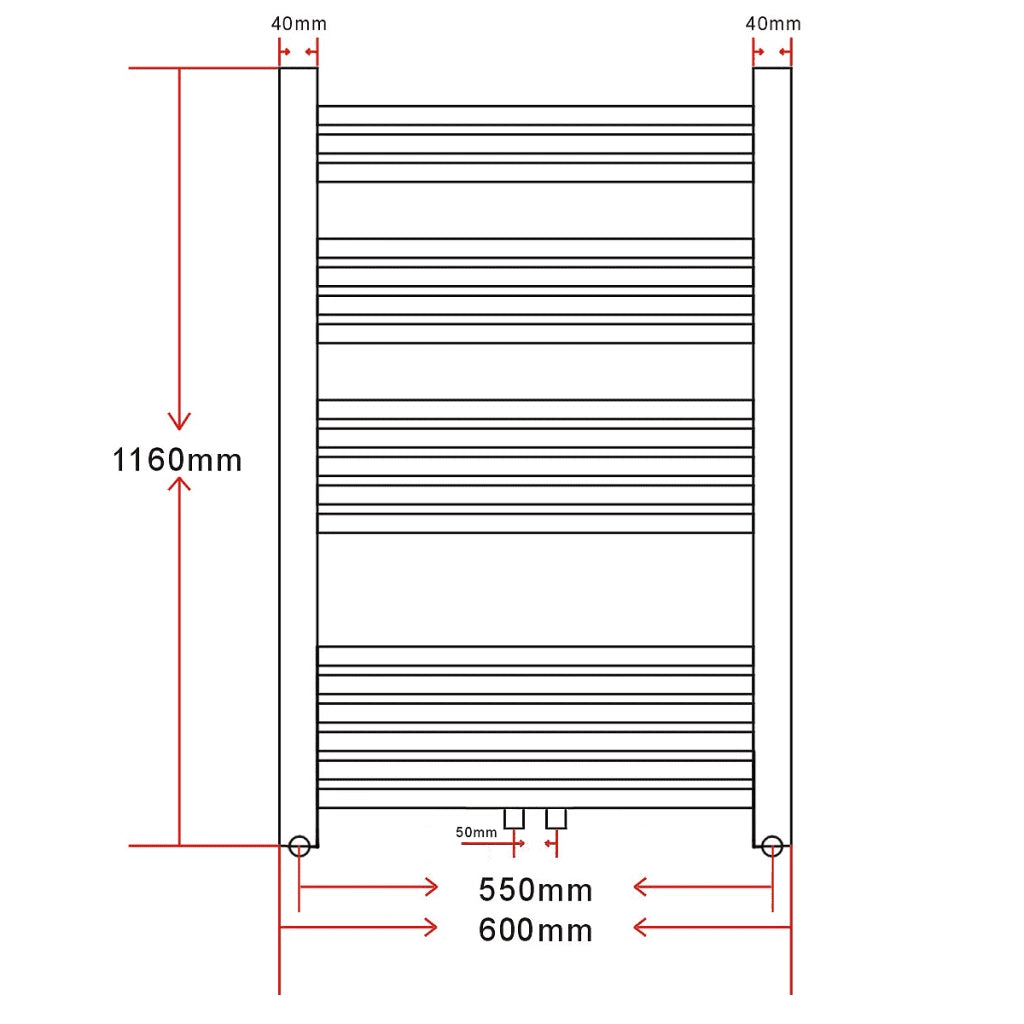 Radiatore Riscaldamento Centrale 600 x 1160 mm Medio e Laterale CFW8369176