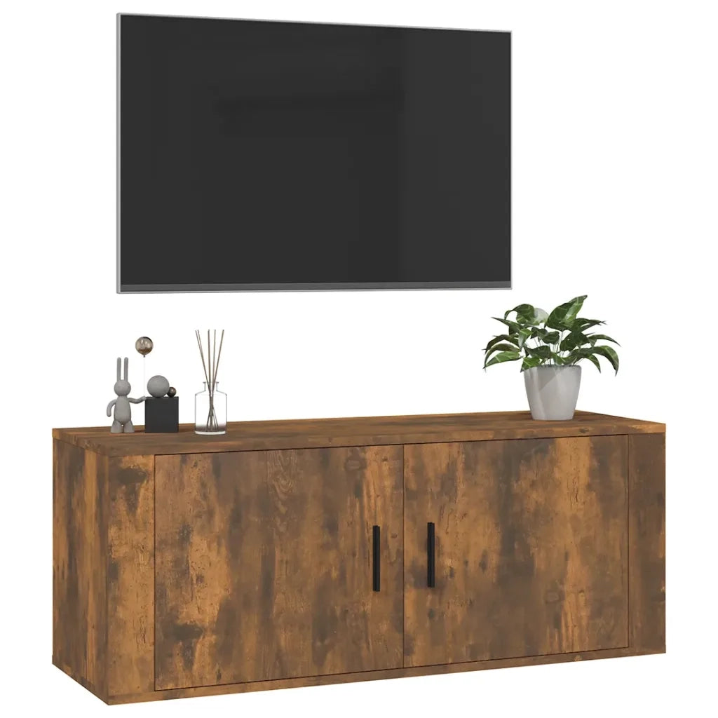 Mobile Porta TV a Parete rovere fumo 100x34,5x40 cm 816637