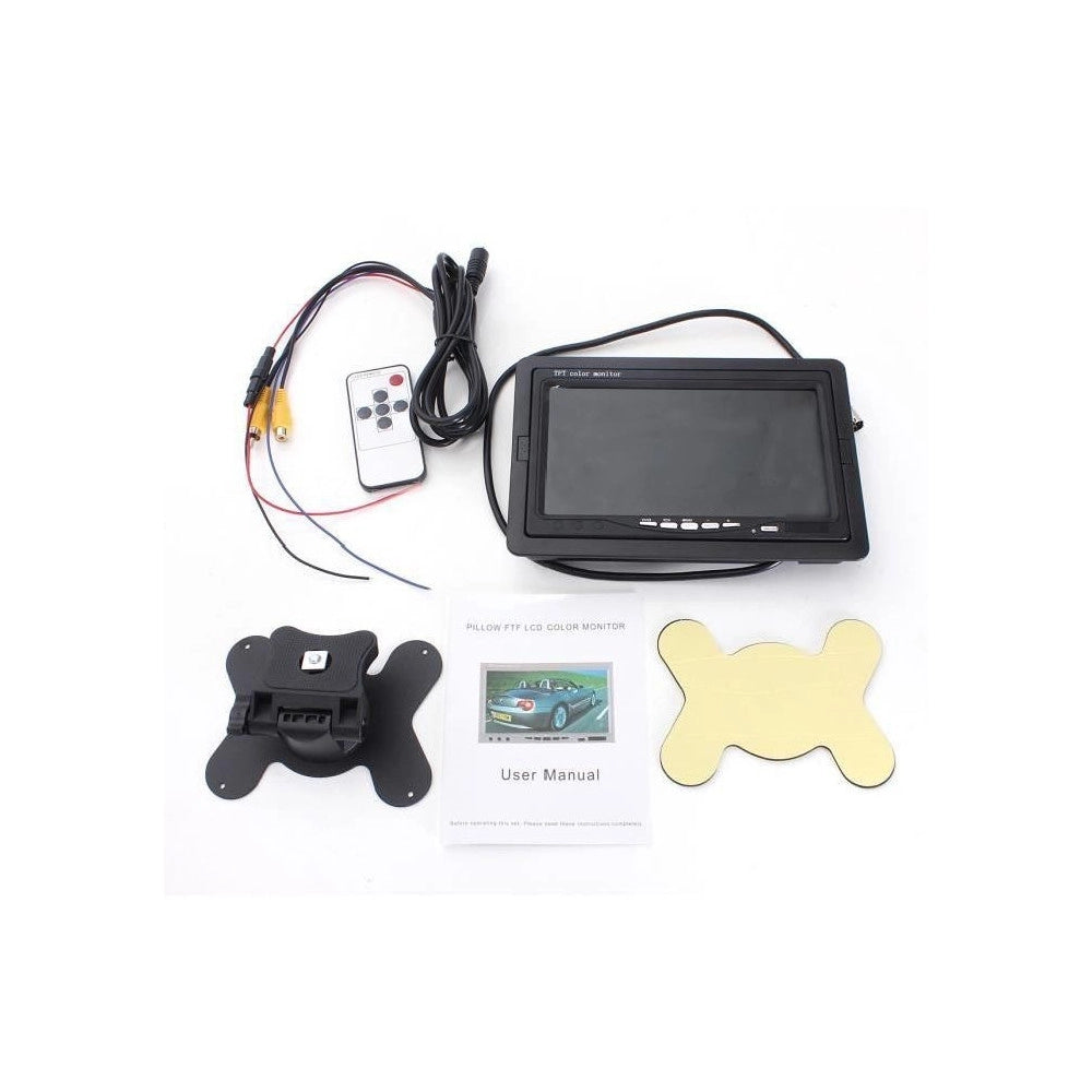 Trade Shop - Monitor Lcd 7'' Pollici 2 Ingressi Video Tft Poggiatesta Auto Retromarcia Staffa -