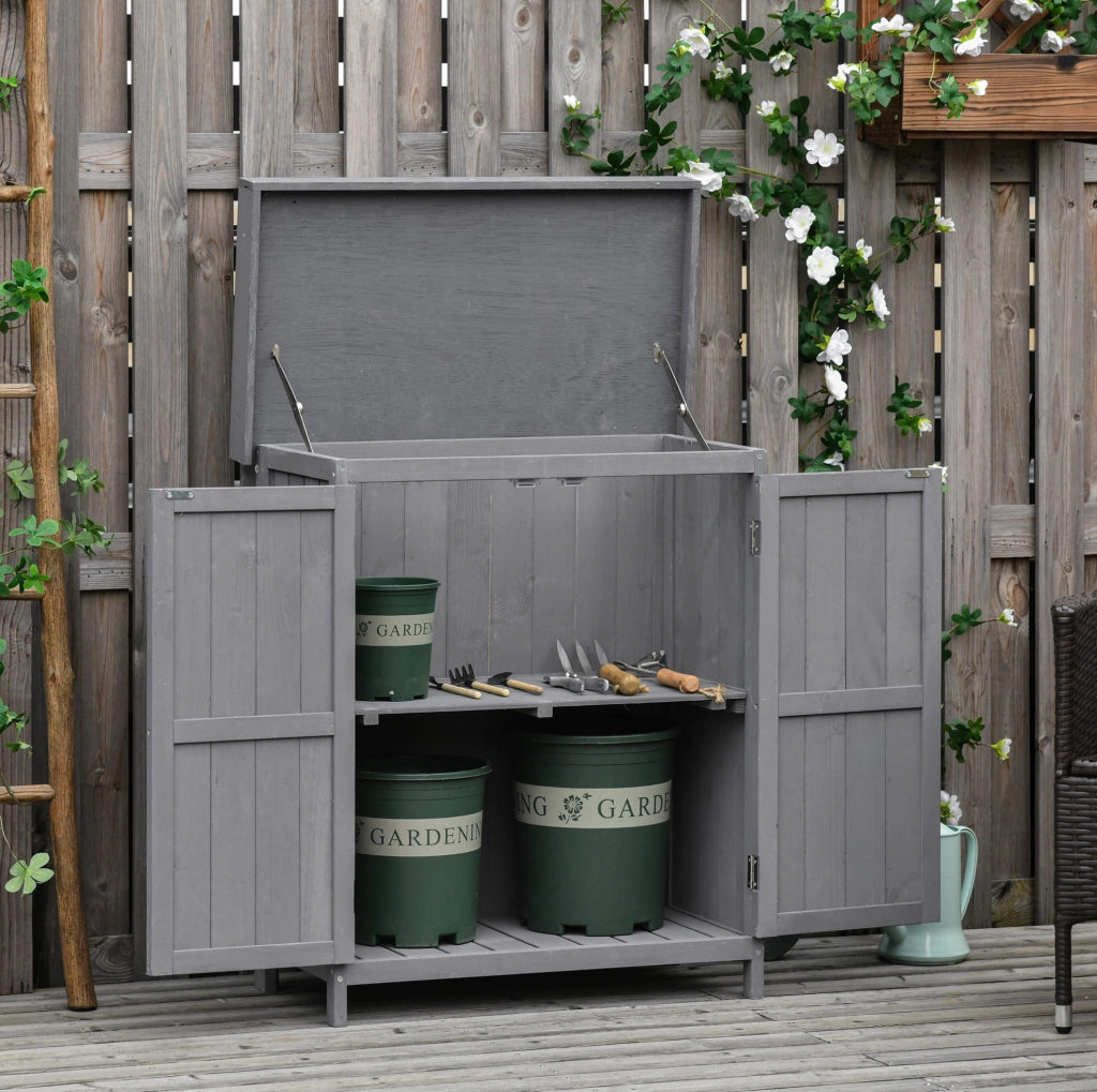 Baule da giardino in legno 121 L con ruote; naturale; 100 x 50 x 43 cm