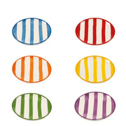 Zafferano Set 6 Piattini Collezione Lido Modello Righe in Ceramica Italiana Artigianale Colori Assortiti Design Moderno ed Elegante per la Tavola