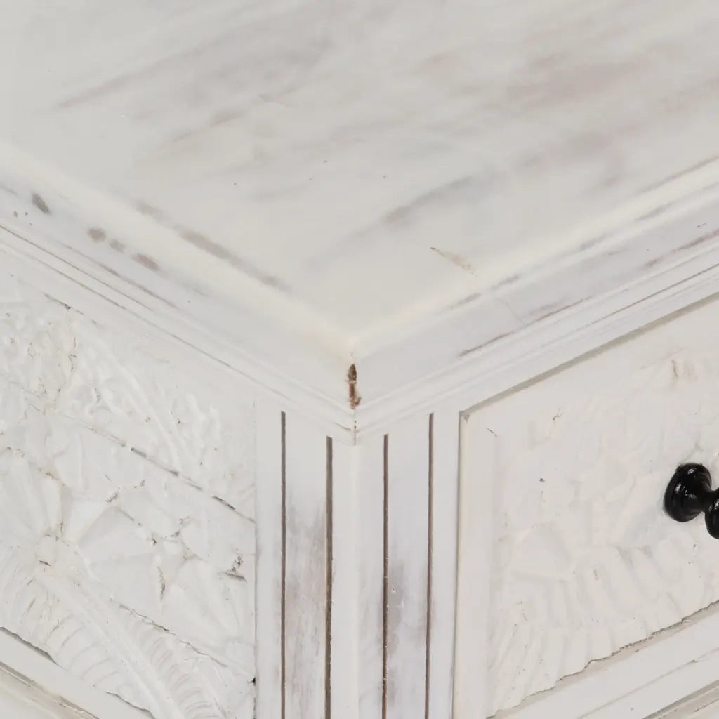 Tavolino da Salotto Bianco 70x70x30 cm Legno Massello di Mango 249872