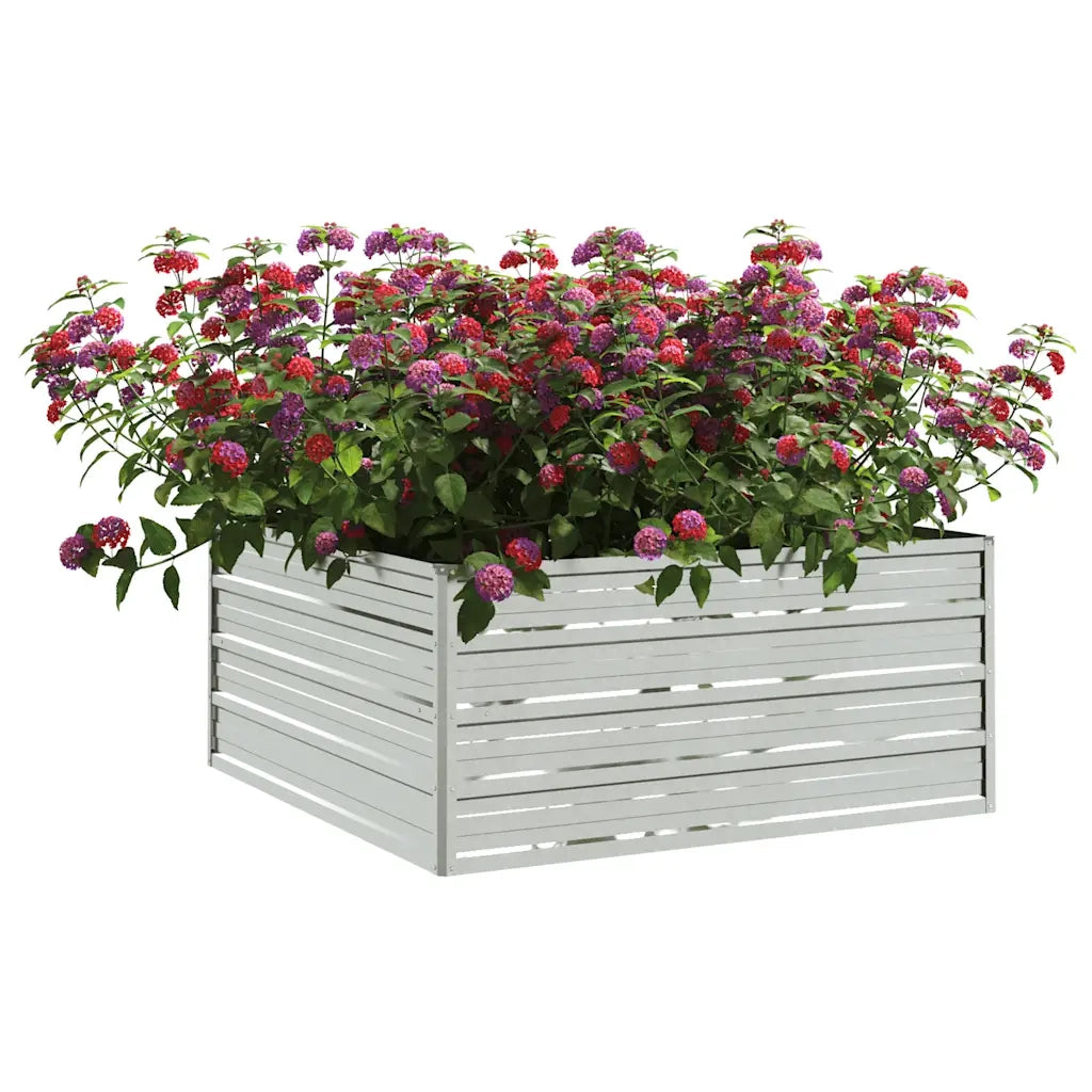 Letto Rialzato Giardino 100x100x45 cm in Acciaio Zincato Argento cod mxl 48214