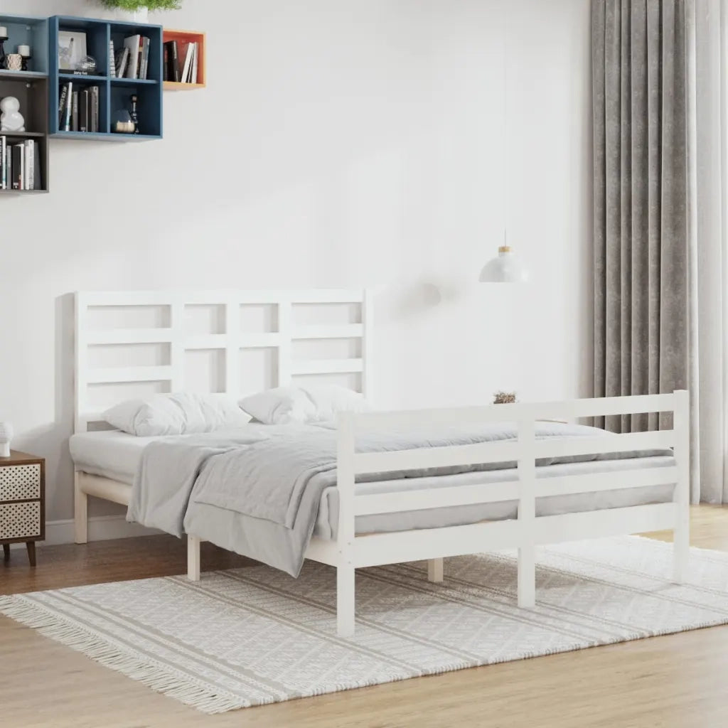 Giroletto-Struttura Letto Bianco in Legno Massello 140x200 cm 206501