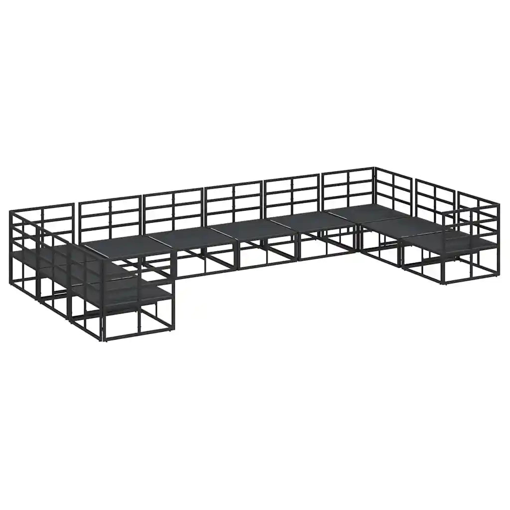 vidaXL Set Divano da Giardino con cuscino 10 pcs Nero Alluminio