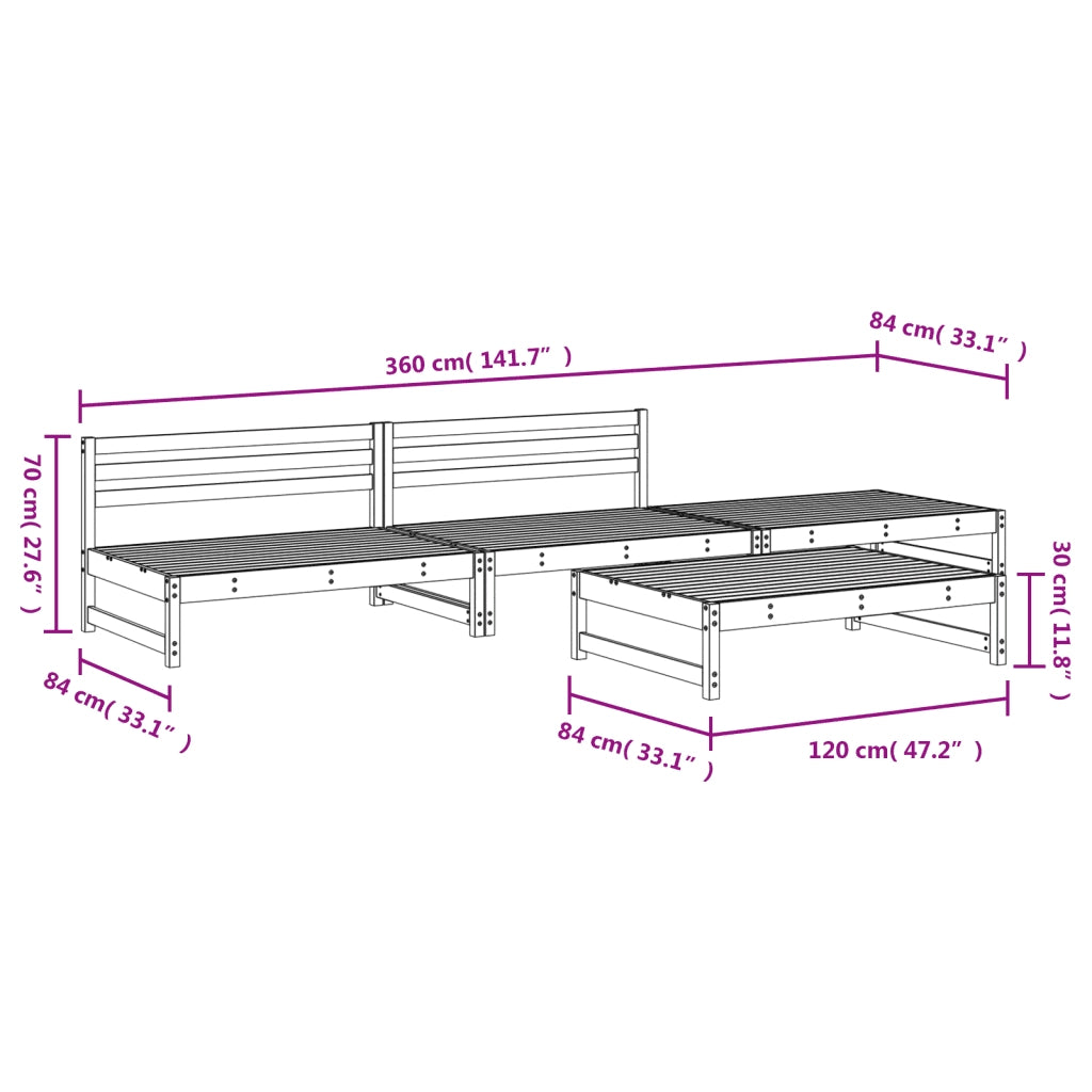 Set Salotto da Giardino 4 pz | Set di Mobili da Esterno in Legno Impregnato di Pino