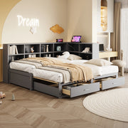 LETTO Multifunzione Estraibile 90/180x190 cm Legno Grigio con cassetti