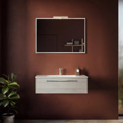 Mobile bagno sospeso 100cm rovere cenere un cassetto soft-close con lavabo e specchio |Aoki