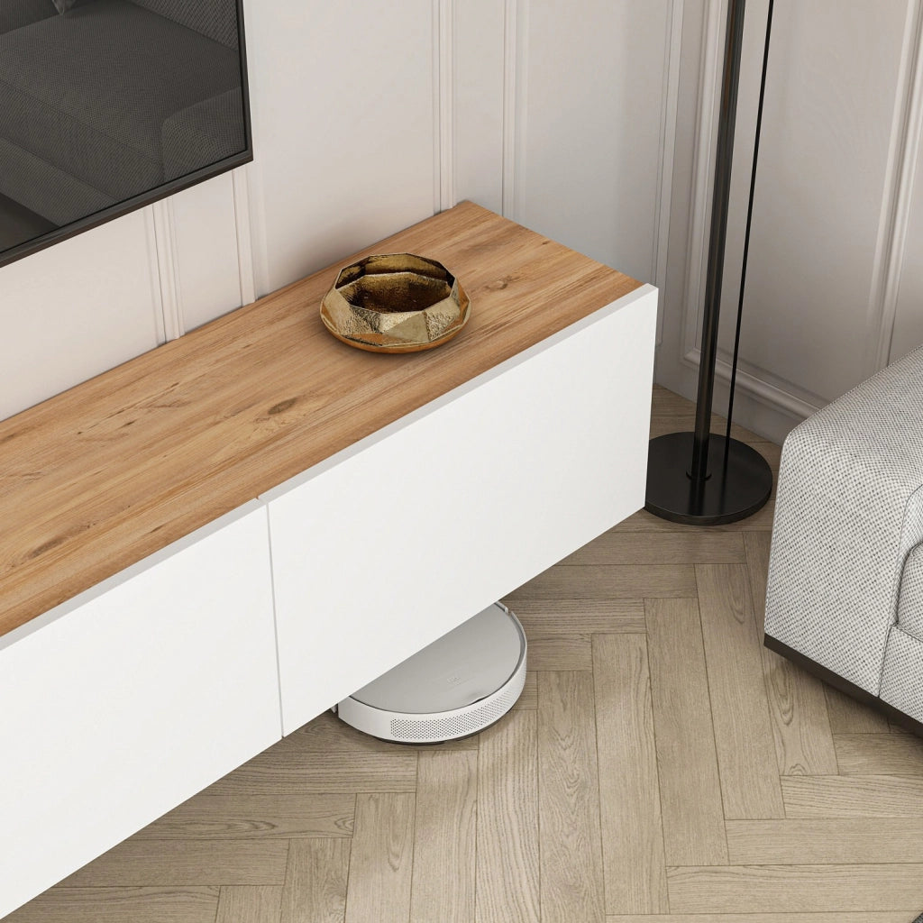 Mobile TV in legno "West" - 150 x 32 x 30 cm - Pino bianco atlantico
