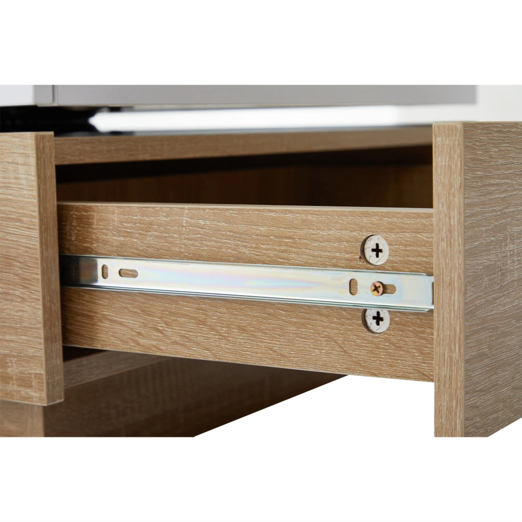TAVOLINO Rotante 60x60x38 cm Bianco e Noce con 2 cassetti
