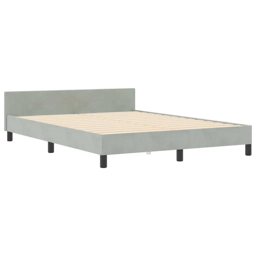 Letto a molle con testiera Grigio chiaro 160 x 200 cm Velluto
