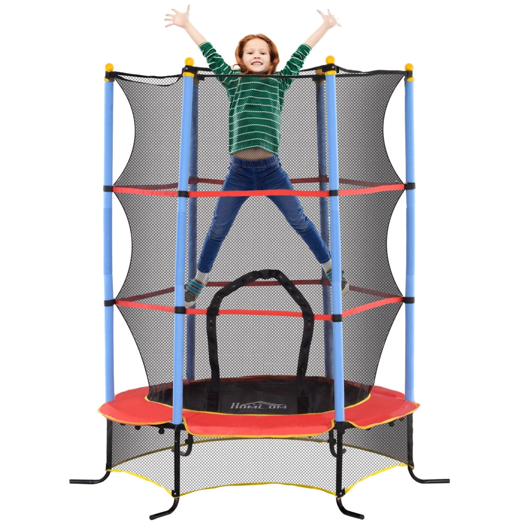 Trampolino Elastico per Bambini da 3 Anni Ø175 cm con Rete di Protezione Multicolore