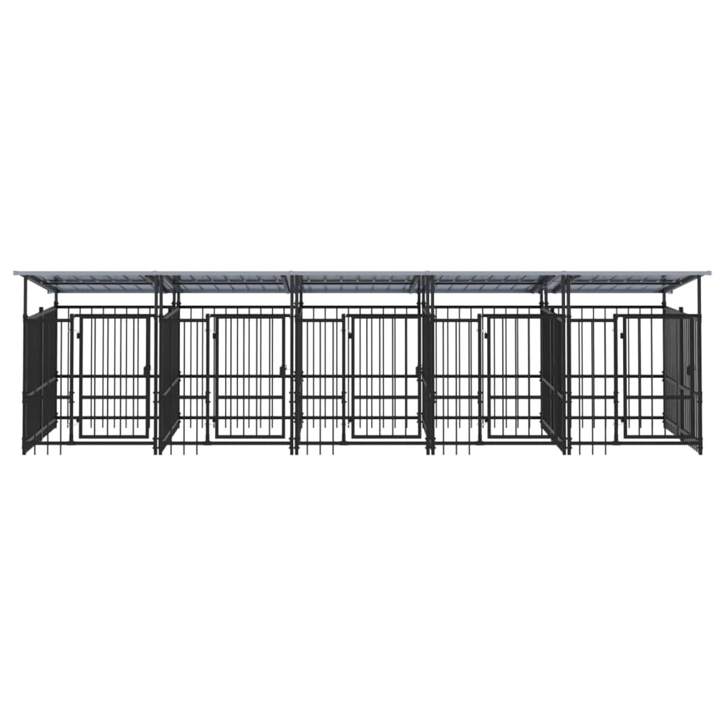 Cuccia gabbia per animali da esterno pac con tetto per cani in acciaio 9,38 m² nero 02_0041774