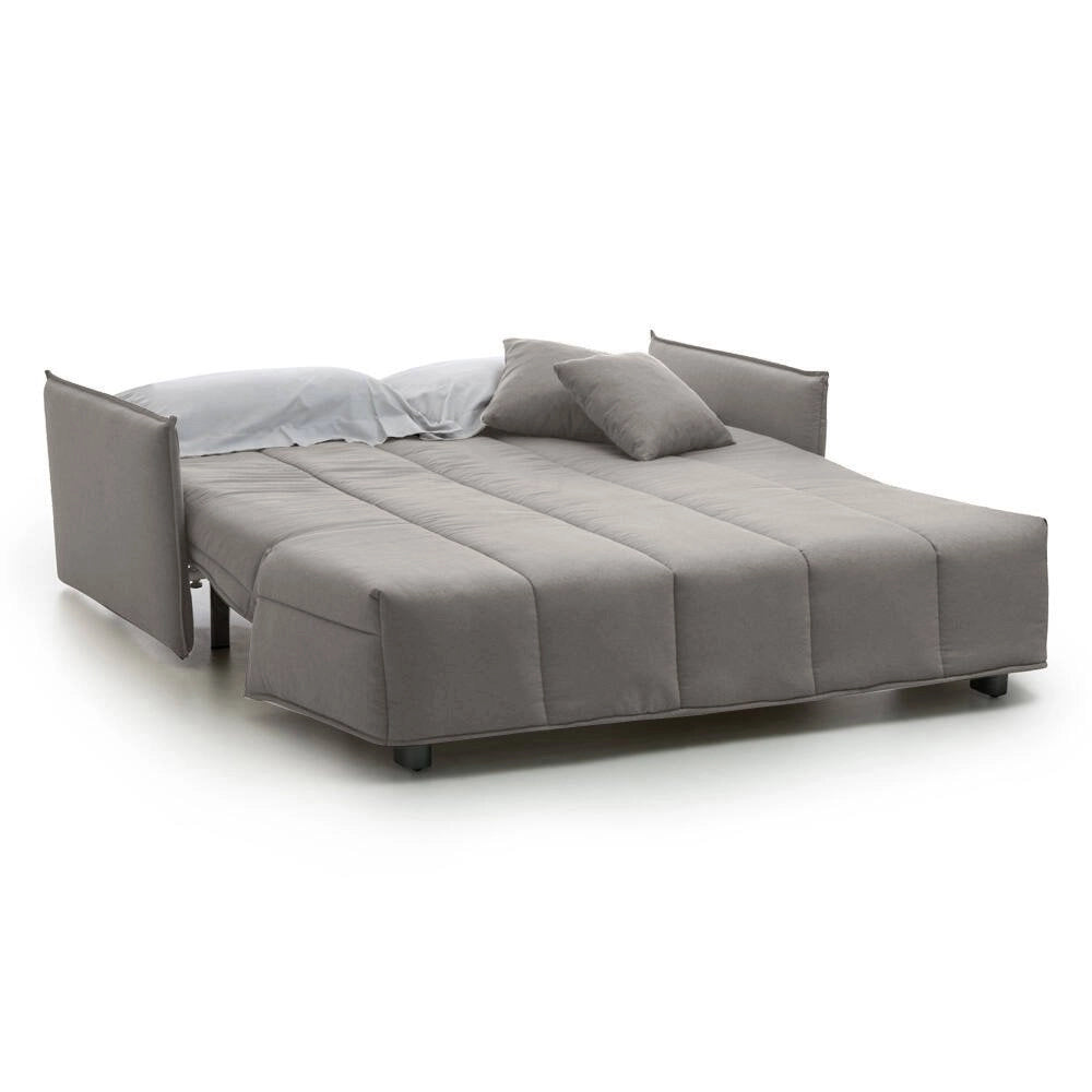 Divano Letto Ardis, Divano a 3 posti, Made in Italy, SofÒ  Soggiorno con apertura a carrello con apertura a carrello, in tessuto imbottito, con Braccioli standard, cm 190x90h85, colore Grigio