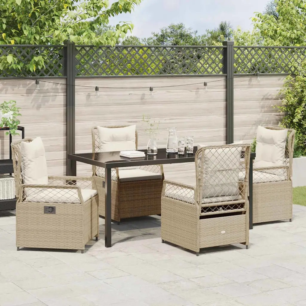 Set da Pranzo per Giardino 5 pcs Beige e Bianco Crema 3381012