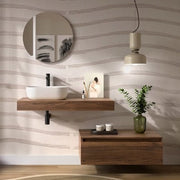 Composizione bagno con mensolone 100 cm e cassettiera sospesa 80 cm in noce maya - Sumo