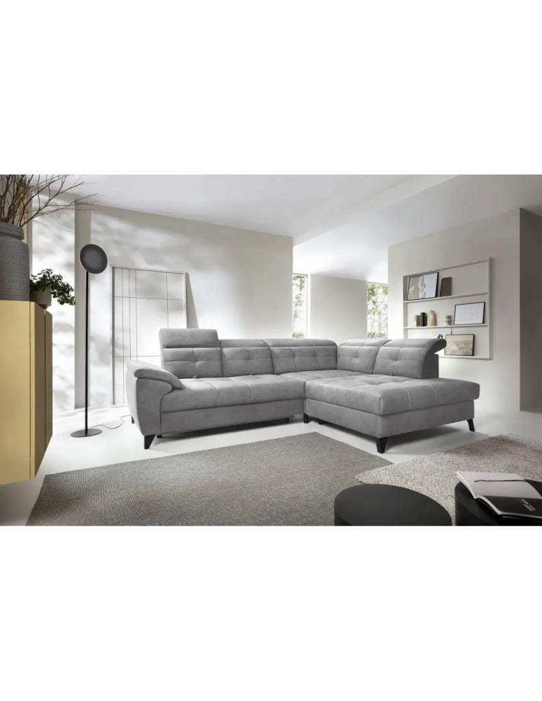 Divano ad angolo Grigio 5 posti angolo destro design moderno INFERNO