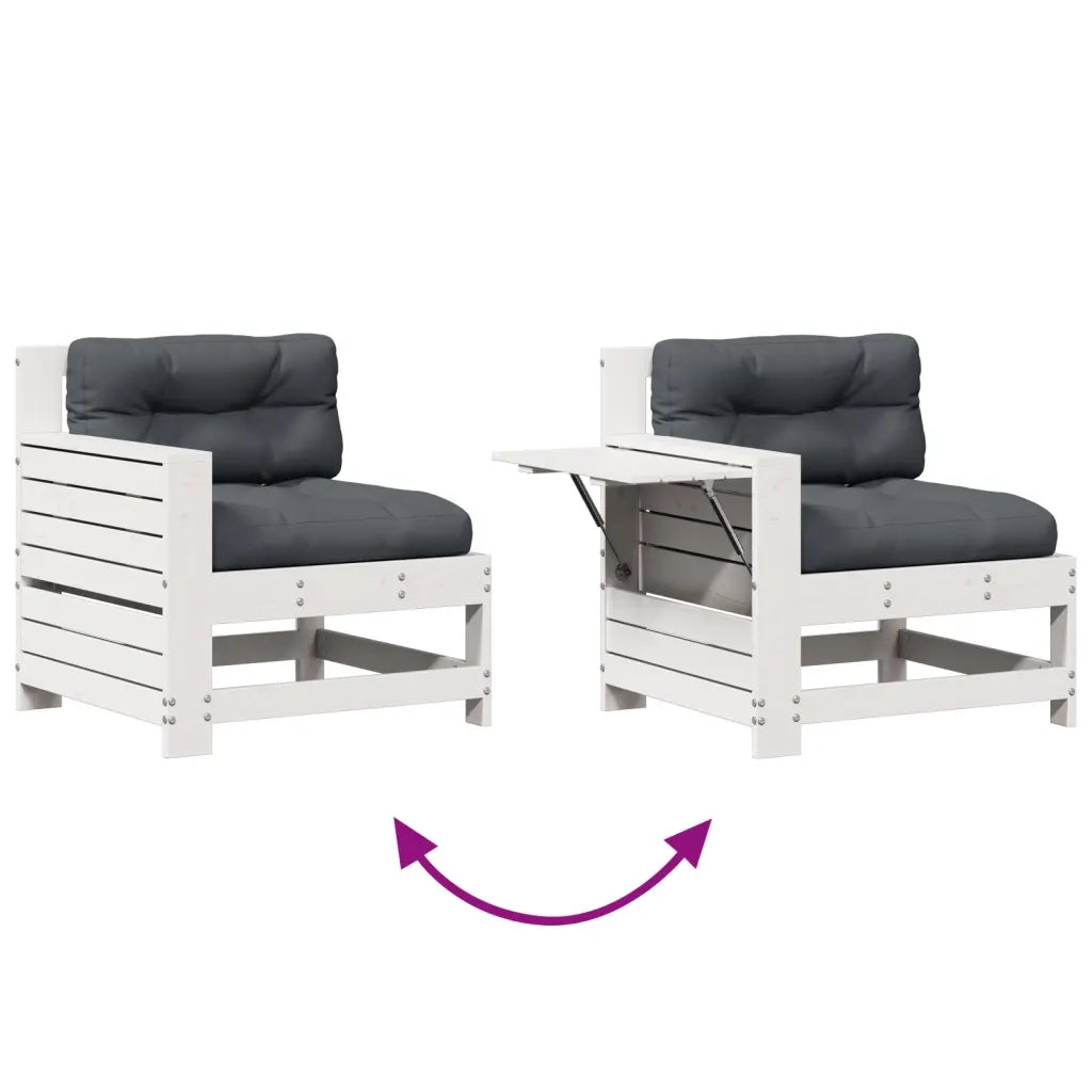 vidaXL Set Salotto Giardino 5pz con Cuscini Bianco Legno Massello Pino