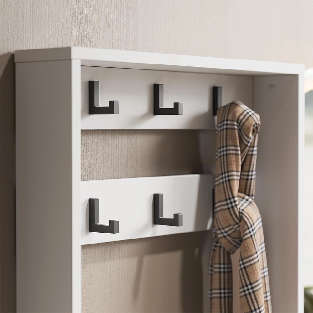 Armadio da ingresso Eliza, Bianco, 100 x 45 cm Set, 3 parti, adatto per montaggio a parete e appendiabiti