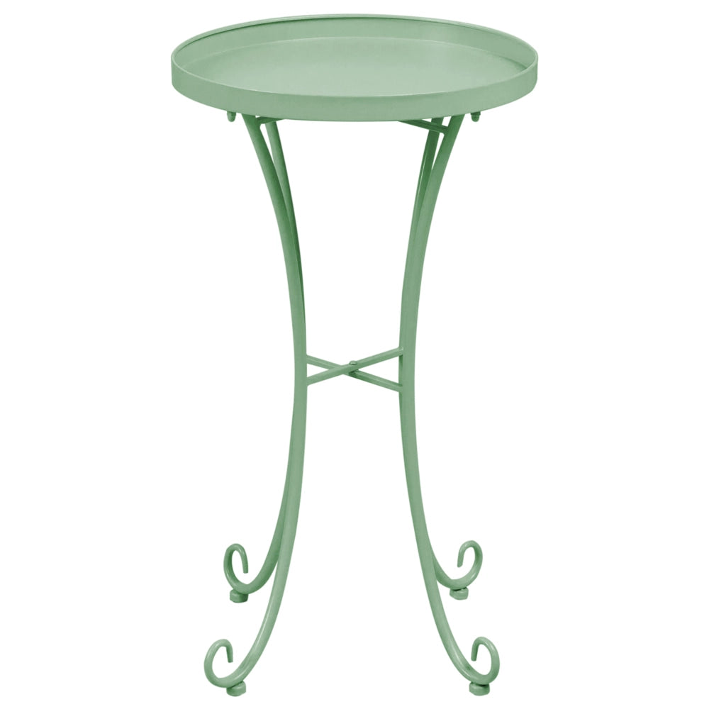 Tavolino da Giardino Rotondo in Metallo verde da 40 cm Stile Vintage per Esterno