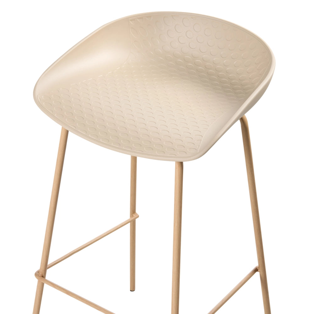Set di 4 sedie da bar robuste in materiale sintetico e poliestere beige sala da pranzo