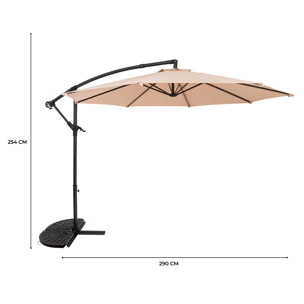 Ombrellone Decentrato 3m Beige Banana con Base 2 Pesi 28kg