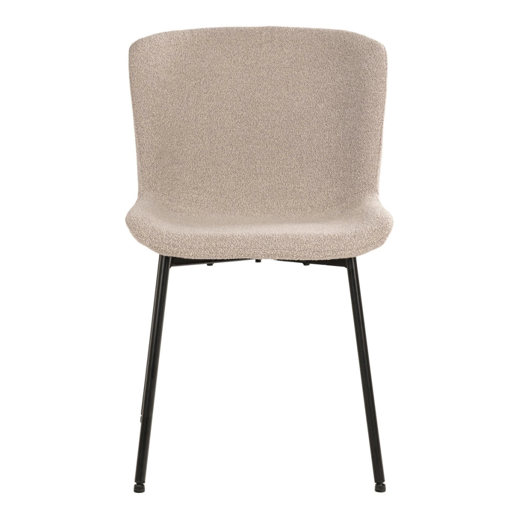 Set 2 sedie da pranzo Maceda in bouclé beige con gambe nere 48x59x83 cm