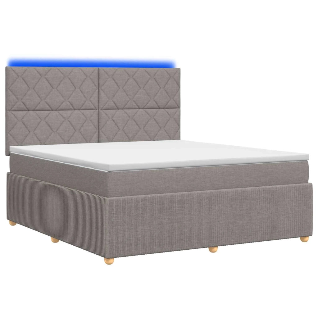 Letto Box Spring LED con Materasso Tortora 180 x 200 cm Tessuto 3455927