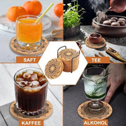 16 pezzi di supporto per bicchieri in gomma con supporto metallico per uso domestico, ufficio, caffè o bar, ecocompatibile, resistente al calore, riutilizzabile, a forma rotonda, disegno a fiori