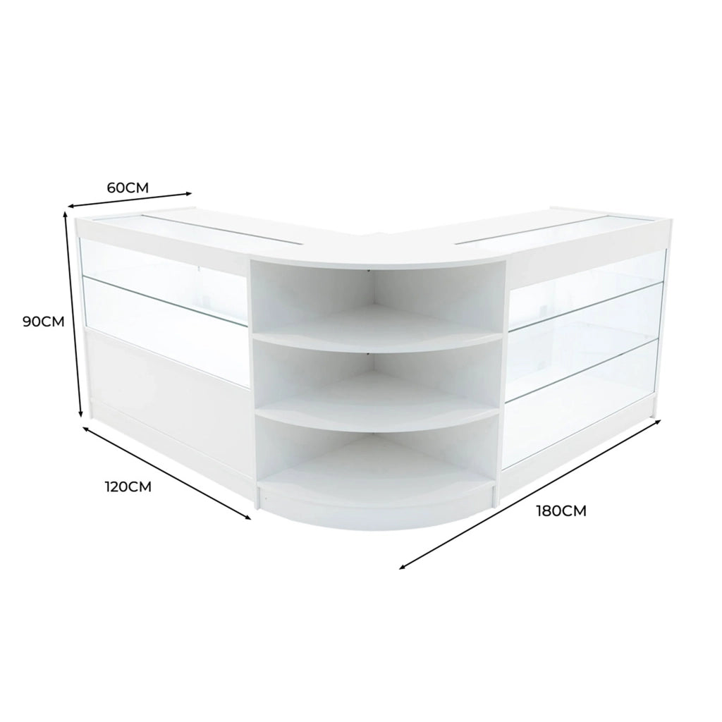 Set Banconi Bianco Calliope LED K1200 C1200 LM60 Vetrina con Ante Scorrevoli