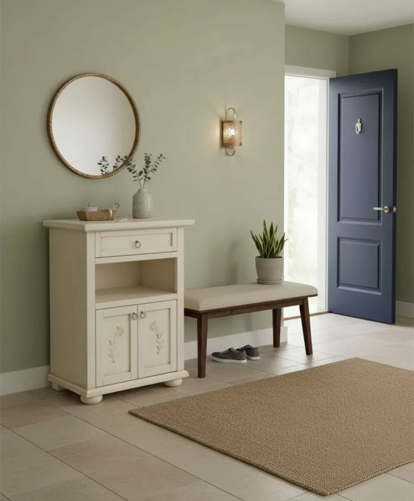 Porta telefono classico 2 porte avorio patinato decorato 64x32x81 - Mobili 2G