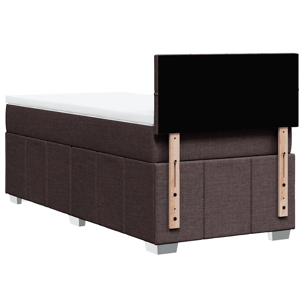 Giroletto a Molle con Materasso Marrone Scuro 90x200 cm Tessuto