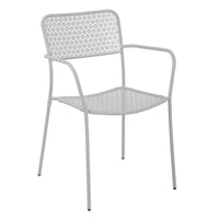 Set 4 sedie da Giardino con Braccioli 57x45/58x81,5h cm in Metallo Aura Grigio