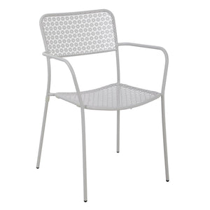 Set 4 sedie da Giardino con Braccioli 57x45/58x81,5h cm in Metallo Aura Grigio