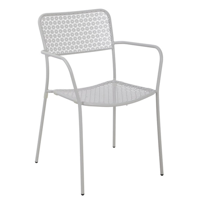 Set 4 sedie da Giardino con Braccioli 57x45/58x81,5h cm in Metallo Aura Grigio
