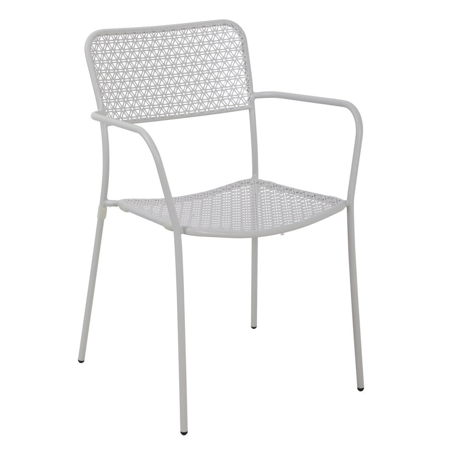 Set 4 sedie da Giardino con Braccioli 57x45/58x81,5h cm in Metallo Aura Grigio