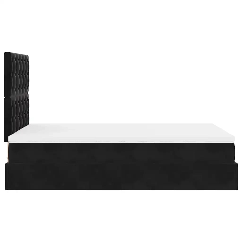 Struttura Letto Pouf con Materassi Nero 120x200 cm Velluto