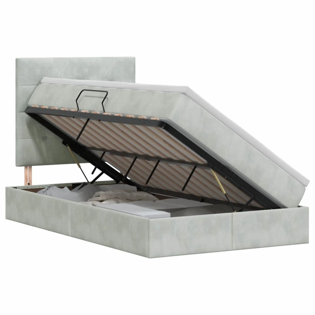 Letto con contenitore e materasso Grigio Chiaro 120 x 190 cm 3459675