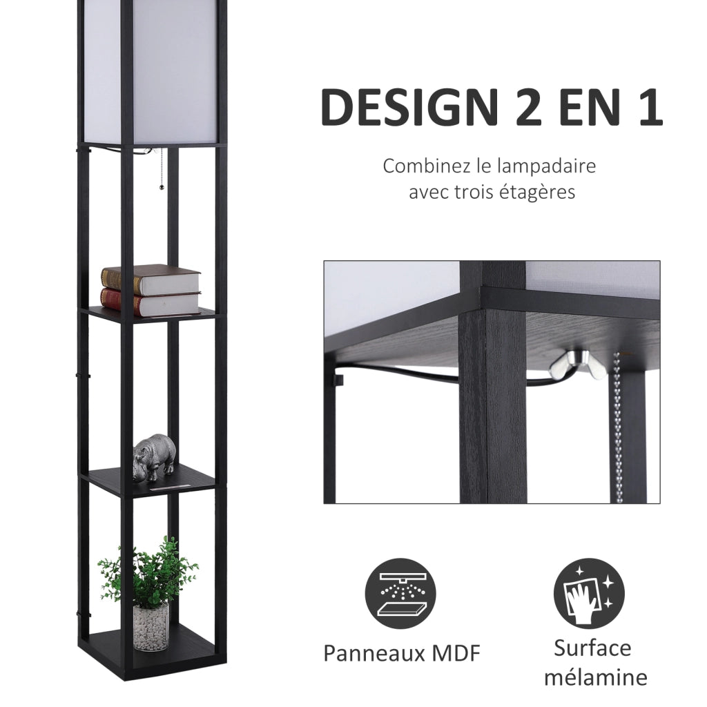 Lampadario Scaffale Libreria ¨C zephmum ¨C MDF Nero 26x26x160 cm