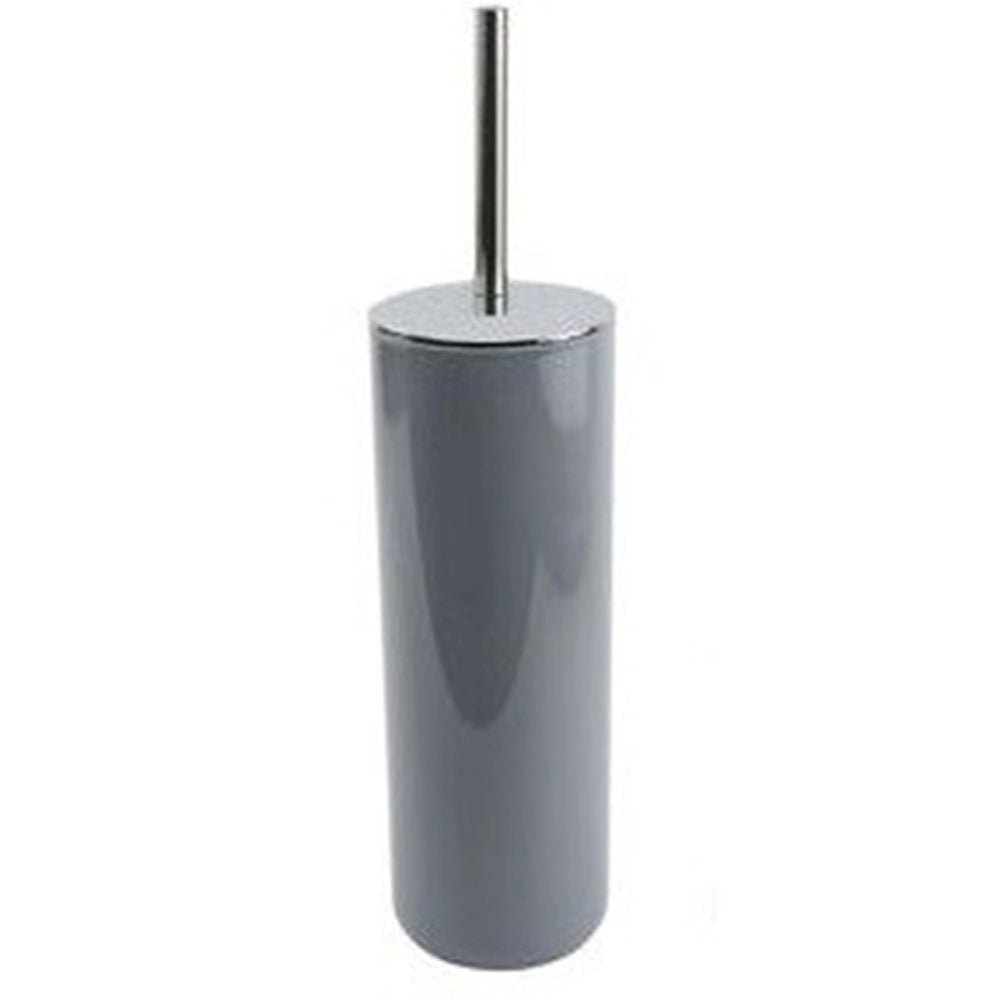 Trade Shop - Portascopino Porta Scopino Con Scopettino Wc Bagno Water Grigio Silver 69483 -