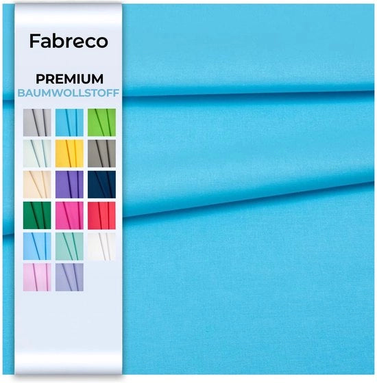 100% Tessuto di Cotone Premium per Metro, Pieno, 160 cm | 220 g/m - Soffice, Sostenibile e Idrorepellente | Tessuti per Finanziamenti di Sartoria e Decorazione | Tessuti per Metro - Tessuto | Blu del Cielo
