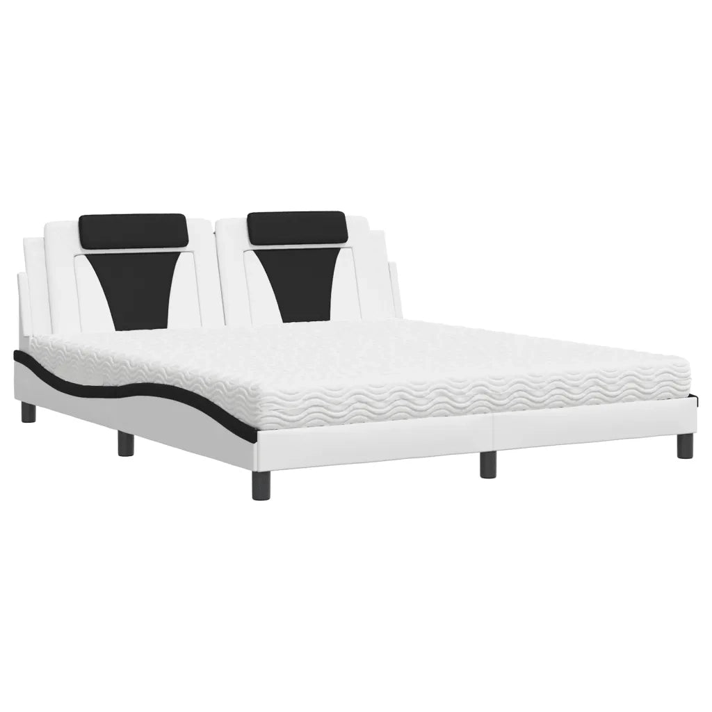 Letto Viana con Materasso Bianco e Nero 180x200cm Similpelle 3208816