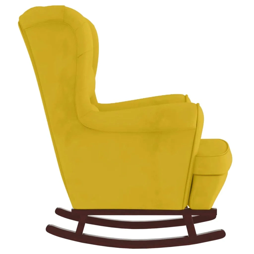 Sedia a dondolo con schienale alto in velluto giallo CFW1485724