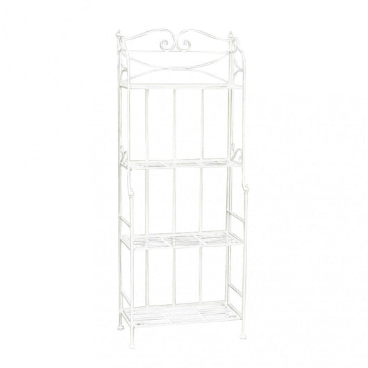 Portapiante Noelle 4 Piani Bianco Antico 61x32x156 h cm in Acciaio Bianco