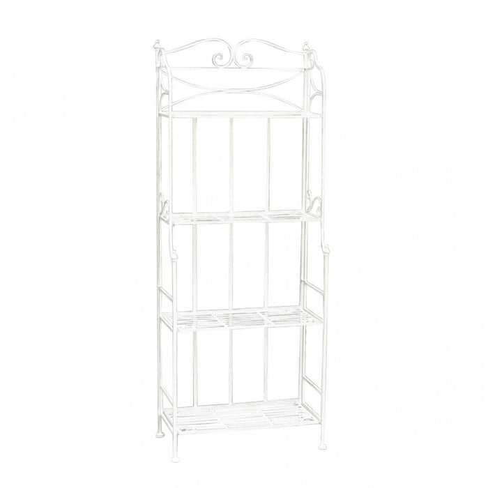 Portapiante Noelle 4 Piani Bianco Antico 61x32x156 h cm in Acciaio Bianco