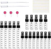 Bottiglia Spray - Bottiglia Spray a Nebbia / Bottiglie a Rotolamento Riciclabili - Per Pulizie, Profumi, Oli Essenziali – Dimensione di Viaggio 18pz (Nero, 2ml/5ml/10ml)