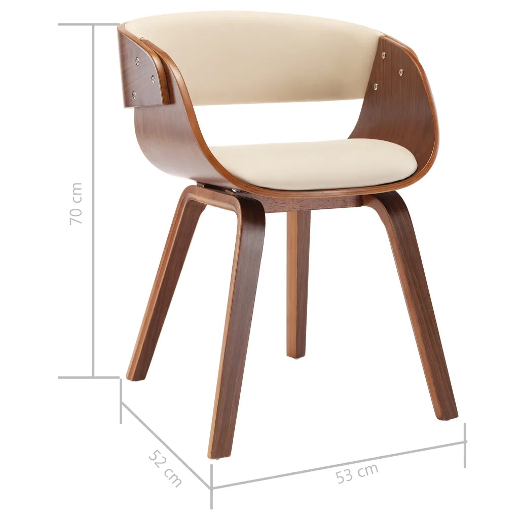 Sedie da Pranzo 4 pz in Legno Curvato e Similpelle Crema 278857