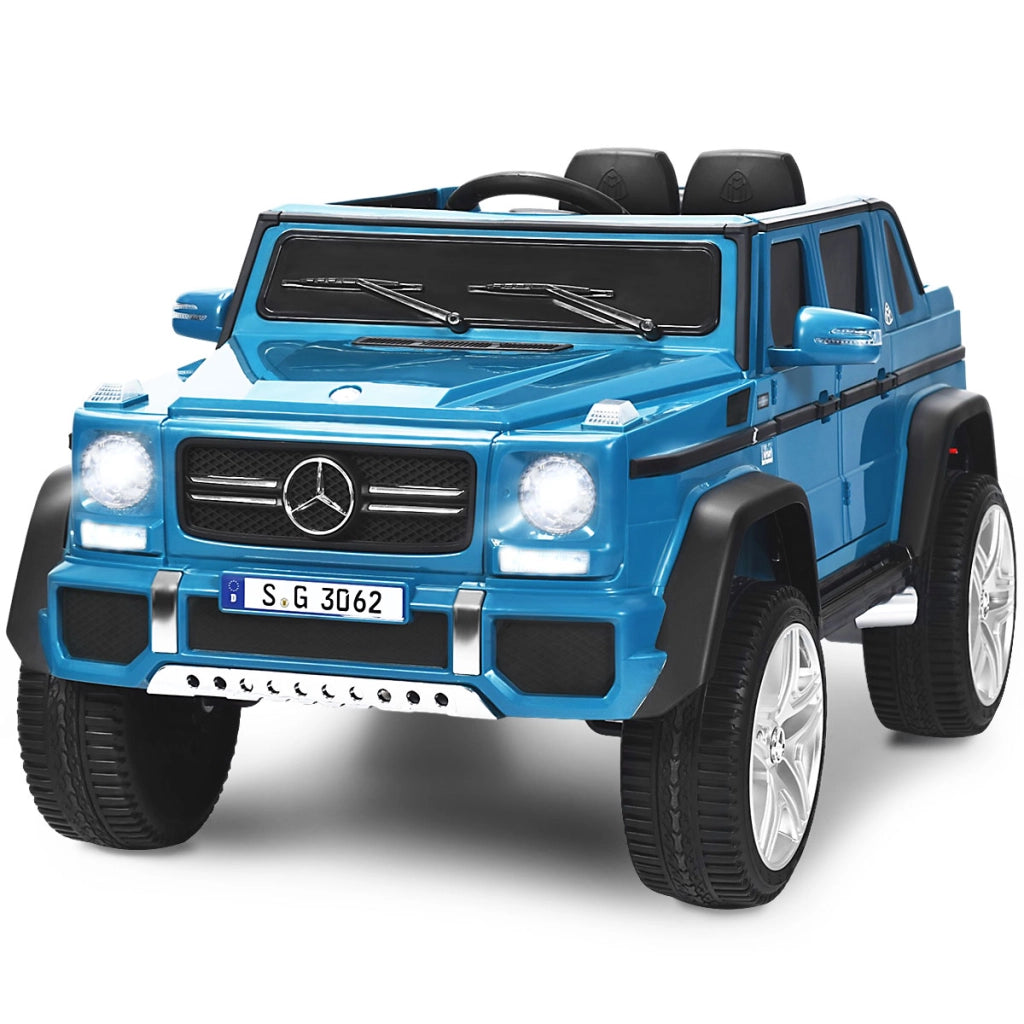 Mercedes Benz Maybach G650-S 12 V per bambini con luci LED, Jeep a batteria con 2 portiere apribili Blu-Macchinine giocattoli