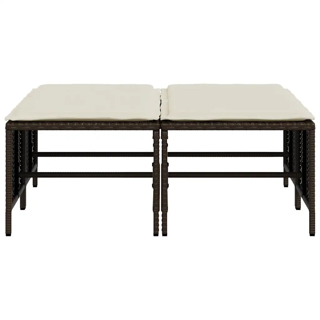 Sgabelli da Giardino con Cuscini 4 pz Marrone in Polyrattan