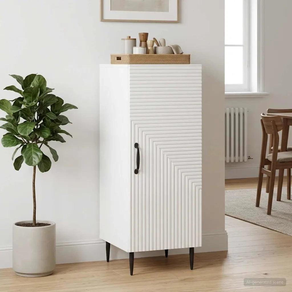 Credenza Bianco Lucido 33 x 34,5 x 89,5 cm Legno ingegnerizzato 894829
